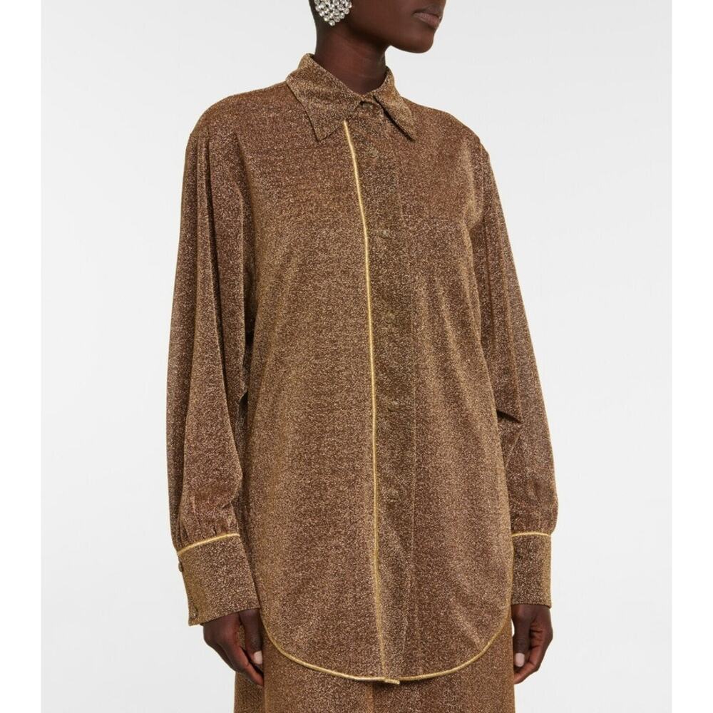 Oseree Lumière metallic shirt Gold Sz S-M Longsleeve Button Up - Some Use, Good